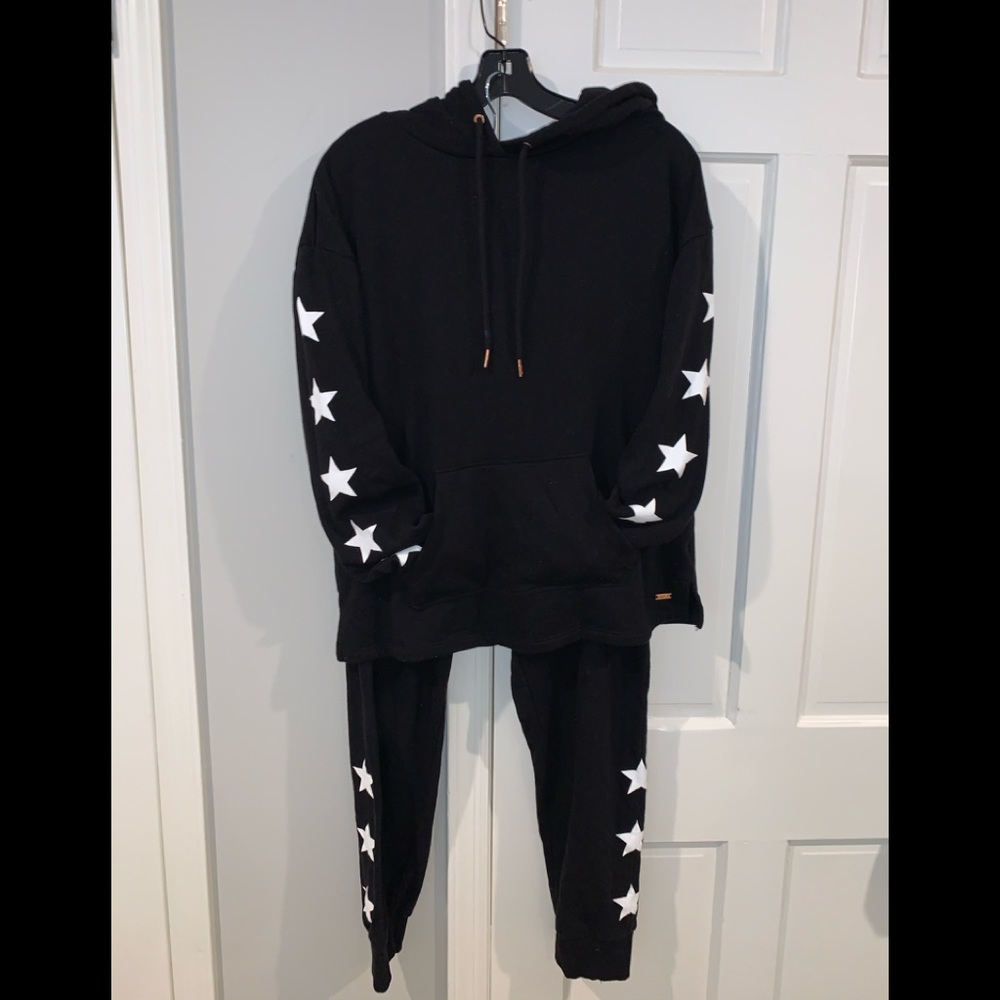 Black with stars Sweat suit—hoodie and sweatpants